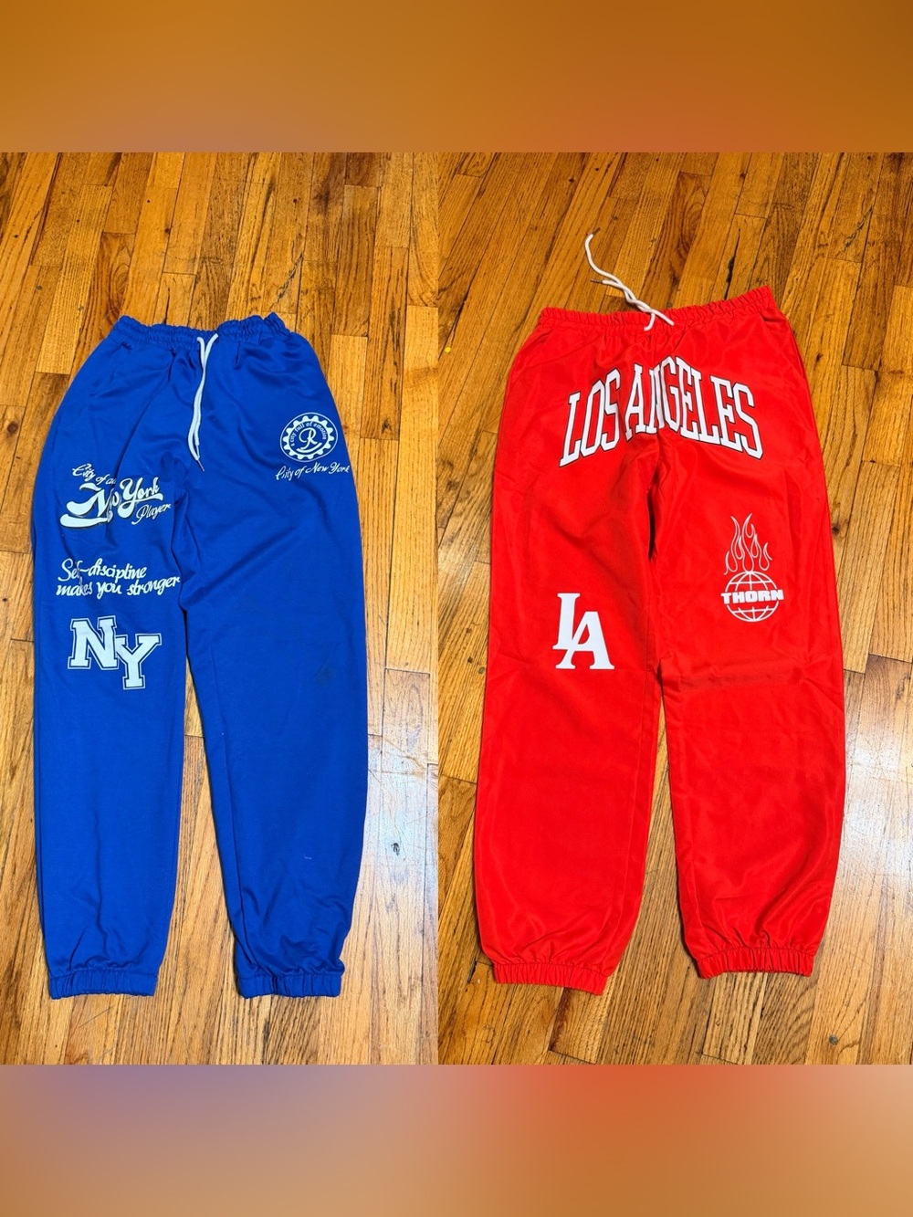Street wear Graphic Sweatpants Bundle | Red LA & Blue NY Joggers